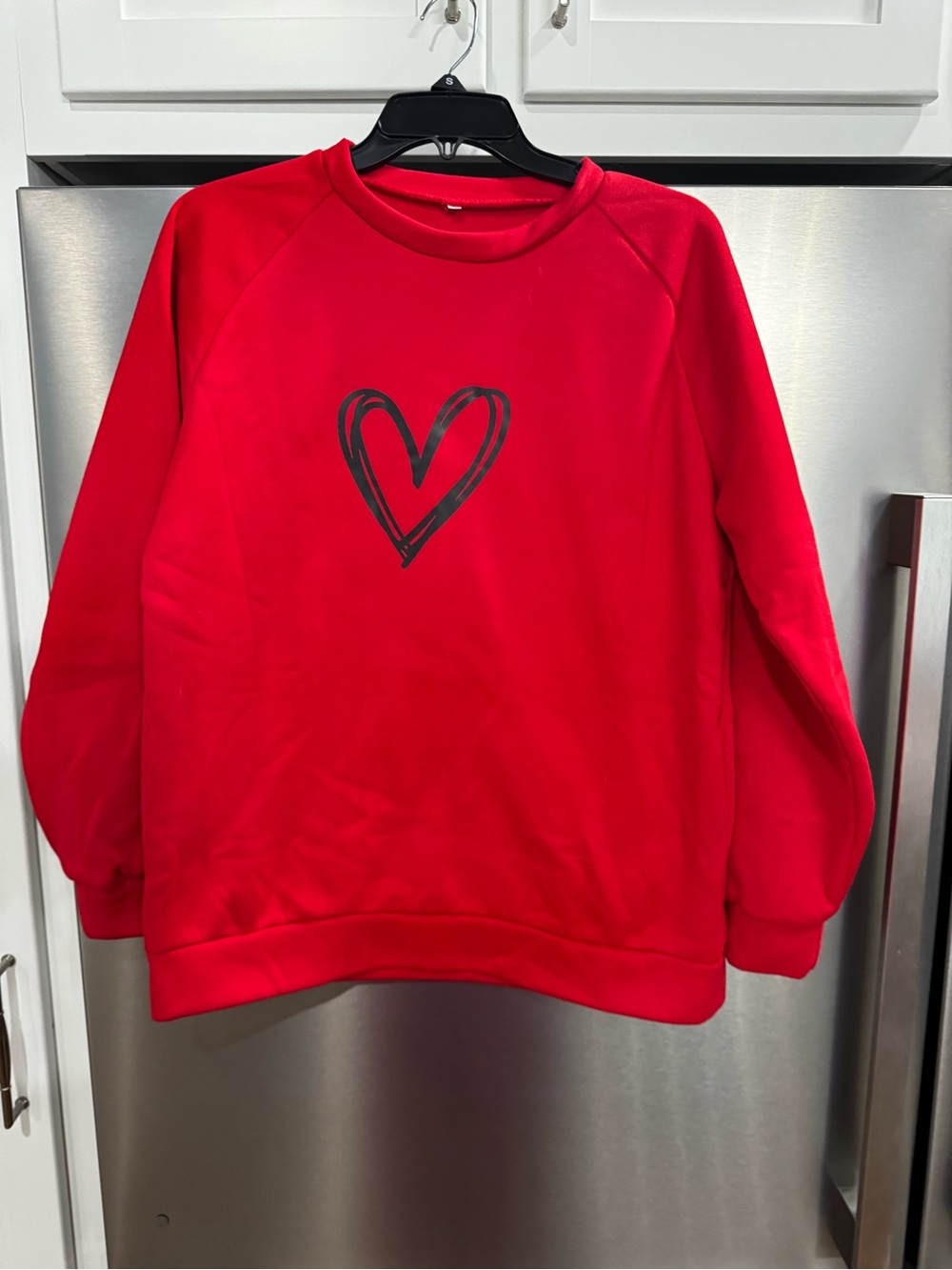 SHEIN Red Sweatshirt with Black Heart Graphic